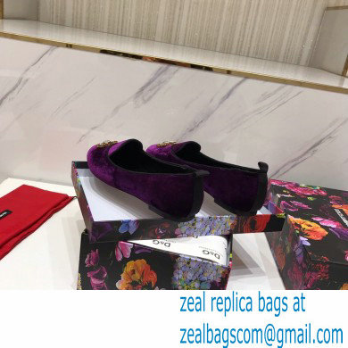 Dolce  &  Gabbana Velvet Devotion Loafers Slippers Purple 2021